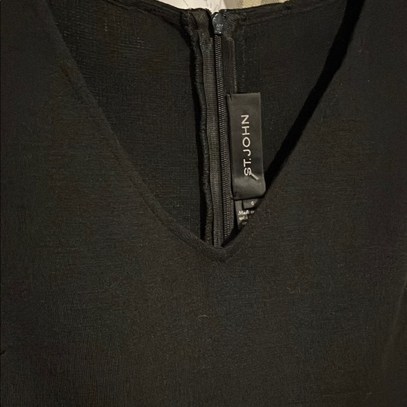 St. John Black Dress with Orange Patterned Hem - Picture 2 of 5